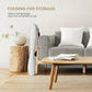 28-Inch Folding Saucer Chair – Soft Faux Fur Padded Lounge Reading Chair with Metal Frame for Living Room