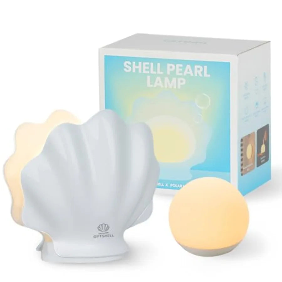 Shell Bedside Table Lamp with Wireless Charger, Stepless Dimmable Nightstand Light, Decorative Mood Lighting for Bedroom and Dorm
