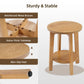 Round Wood Side Table with 2-Tier Storage Shelf, Coffee End Table for Living Room & Bedroom