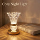 Crystal Table Lamp, Touch Control, Dimmable with 3 Light Colors, 500mAh Battery, Portable Bedside Night Light
