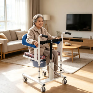 Hydraulic Patient Transfer Chair with Commode – Adjustable 16.5–24" Height, 198 lbs Capacity