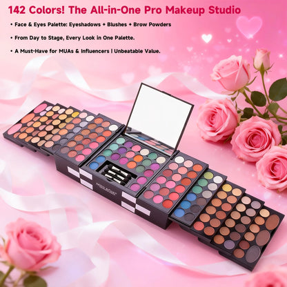 All-in-One Makeup Palette Gift Box with Eyeshadow, Eyebrow Powder & Blush