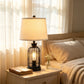 Modern Table Lamp with Double-Layer Fabric Shade, Bedside Lighting for Bedroom and Living Room, Ships from USA