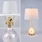 28-Inch Table Lamp with Shell Body, Linen Shade and LED Night Light, Bronze Base, Ships from USA