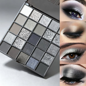 Smoky Eyeshadow Palette, Matte, Pearlescent & Fine Glitter Shades, Silky Blendable Eye Makeup