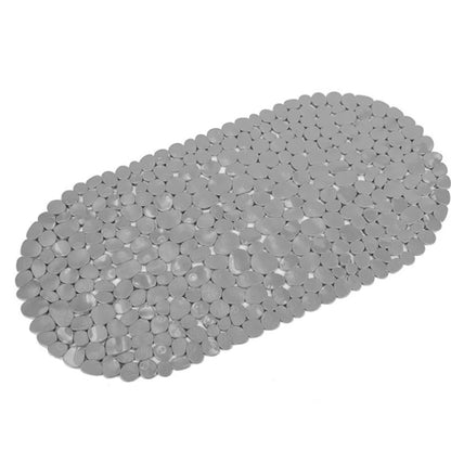 Oval Pebble PVC Bathtub Mat 36x69cm, Non-Slip Shower Mat with Suction Cups & Drainage Holes for Bathroom