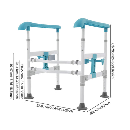 Adjustable Toilet Safety Rail with Non-Slip Handrails – Rotatable Clamps, 330 lb Capacity, Fits Most Toilets