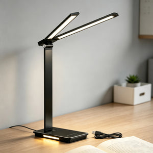 Double-Head LED Desk Lamp, 13W USB Powered, 88 LEDs, Foldable and Dimmable, 5 Color Modes, 3000K–6000K