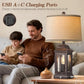 24-Inch Rustic Farmhouse Table Lamp with Touch Dimming, Nightlight and USB-A/USB-C Ports