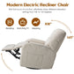 Modern Electric Power Recliner Chair, 108°–165° Adjustable Recline with Long Footrest, Thick Cushioned Seat & Side Pockets