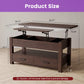 39.4" Lift-Top Coffee Table with 2 Drawers & Hidden Storage, Square Wood Center Table for Living Room & Home Office