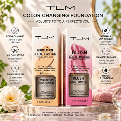 Liquid Foundation & Blush Set, Natural Finish, Moisturizing, Water-Resistant & Long-Lasting