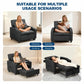 Convertible Reclining Sofa Bed with Vibration Massage – PU Leather Chaise Lounge Chair with Lumbar Pillow, Black