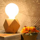 Small Wood Bedside Table Lamp with Diamond-Shaped Base, E26 Socket, 60W Max