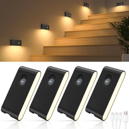 WILLED Rechargeable Motion Sensor Stair Lights, Wireless LED Night Lights for Stairway, Hallway, Kitchen, Cabinet & Bedroom
