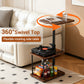 Adjustable C-Shaped Side Table – 360° Swivel, Height Adjustable Laptop Table with 3-Tier Storage for Sofa & Bed