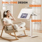 Pneumatic Overbed Bedside Table, Height Adjustable Aluminum Alloy Rolling Table with Casters, White, for Hospital & Home Use
