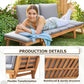 Acacia Wood Outdoor Convertible Sofa – Patio Couch with Adjustable Armrests, Removable Cushions & Pillows