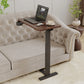 Height Adjustable Overbed Table with Hidden Wheels & Cup Holder, Mobile Sit-Stand Rolling Laptop Desk for Bed & Sofa