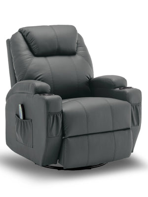 360° Swivel Rocking Recliner Chair with Massage & Heat – Manual Lounge Chair with Remote Control & Cup Holder