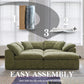 109-Inch Modern L-Shaped Cloud Sectional Sofa – Oversized 3-Seater Deep Seat Chenille Couch with Ottoman, White