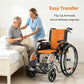Lightweight Foldable Manual Wheelchair – Steel Frame with Flip-Up Armrests & Quick-Release Leg Rests for Travel