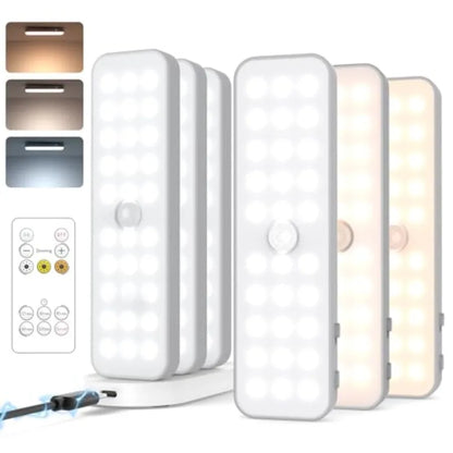 6-Inch Wireless LED Under Cabinet Light with Charging Station, Rechargeable Motion Sensor, 3 Color Temperatures & Dimmable Brightness