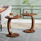 Round C-Shaped Side Table with Wood Top, Mid-Century Modern Sofa End Table for Living Room & Bedroom