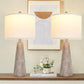 Rustic Farmhouse Bedside Table Lamps, Set of 2, with 3-Way Dimming and Horizontal Stripe Design