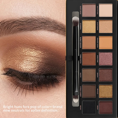 12-Color Sunset Eyeshadow Palette, Matte & Shimmer Nude Earth Tones, Long-Lasting Eye Makeup