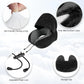 Memory Foam Travel Neck Pillow with Hood, 360° Head Support for Airplane & Long Flights, Eye Mask, Earplugs & Storage Bag