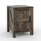 18" Rustic Farmhouse Nightstand with Charging Station – Barn Door Bedside Table with Adjustable Shelf & Storage