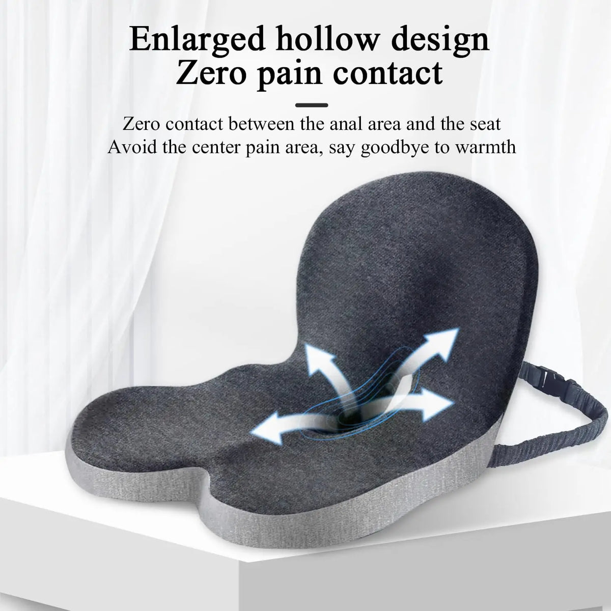 Contoured Ergonomic Lumbar Support Seat Cushion – Soft Pressure Relief Chair Pad with Washable Cover for Office, Home & Long Sitting
