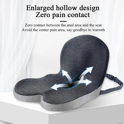 Contoured Ergonomic Lumbar Support Seat Cushion – Soft Pressure Relief Chair Pad with Washable Cover for Office, Home & Long Sitting