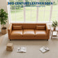 81-Inch Cognac Tan Faux Leather Sofa – Mid-Century Modern 3-Seater Deep Seat Couch with Wood Frame for Living Room & Apartment