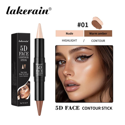 Dual-Ended Contour and Highlighter Stick, Precision Tip, Long-Lasting Waterproof Face Makeup