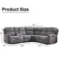 Fabric L-Shaped Reclining Sectional Sofa, Large Corner Couch with Padded Headrests & 2 Cup Holders for Living Room
