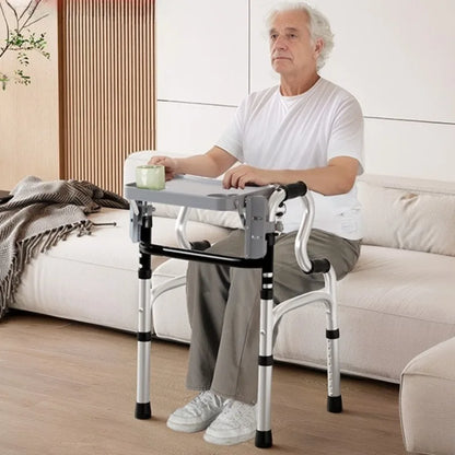 Adjustable Metal Rollator Walker with Table for Elderly Mobility Assistance