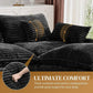145-Inch Oversized U-Shaped Cloud Sectional Sofa – Plush Corduroy Deep Seat Modular Couch for Living Room, Jet Black