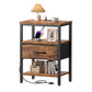 Nightstand with Fabric Drawer, LED Light Strip & Charging Station – Bedside End Table with Storage Cabinet