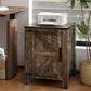 18" Rustic Farmhouse Nightstand with Charging Station – Barn Door Bedside Table with Adjustable Shelf & Storage