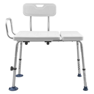 Heavy-Duty Tub Transfer Bench with Armrest & Backrest – Height Adjustable Shower Chair with Curtain Slot, 400 lb Capacity