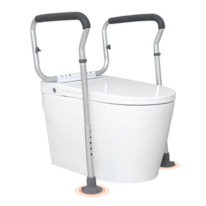 Adjustable Toilet Safety Rails – Width & Height Adjustable Bathroom Support Frame, Fits Most Toilets, 300 lb Capacity