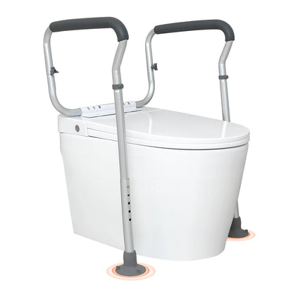 Adjustable Toilet Safety Rails – Width & Height Adjustable Bathroom Support Frame, Fits Most Toilets, 300 lb Capacity