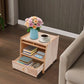 2-Tier Rubberwood Bedside Nightstand with Drawer, Glass Storage Cabinet, Flip-Top Door & Anti-Slip Feet for Bedroom & Living Room