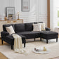 U-Shaped 4-Seater Sectional Sofa – Upholstered Lounge Sleeper Couch with Removable Cushions for Living Room
