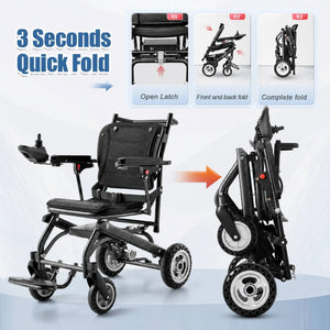 Lightweight Folding Aluminum Alloy Electric Wheelchair with Lithium Battery