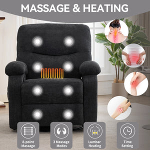 Power Lift Recliner Chair with Massage, 360° Swivel Rocker, 8-Point Vibration & Stand Assist for Adults