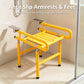 Wall-Mounted Folding Shower Seat with Armrests – Anti-Slip Feet, Space-Saving Bath Chair, 440 lb Capacity, Yellow