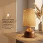 Cordless Rechargeable Wooden Table Lamp with Linen Shade, 3 Color Temperatures, Stepless Dimming, Up to 12-Hour Battery Life